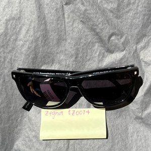 Ermenegildo Zegna Black Square Framed Sunglasses with Grey Lens - EZ0074-01A